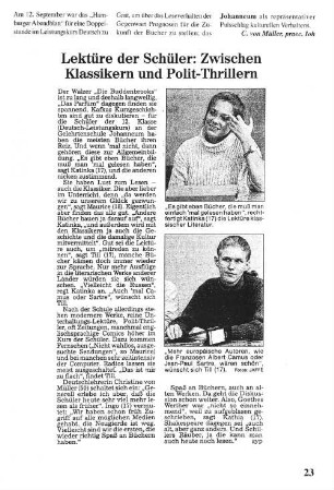 Lektüre der Schüler: Zwischen Klassikern und Polit-Thrillern