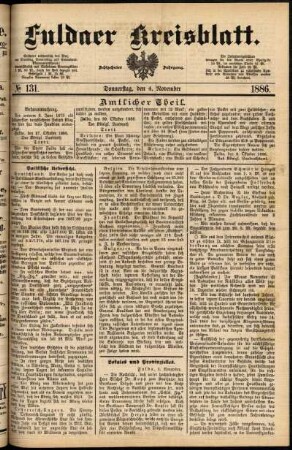 Ausgabe vom Donnerstag, den 04. November 1886.