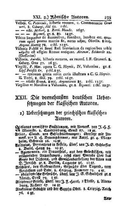 1) Uebersetzungen der griechischen klassischen Autoren