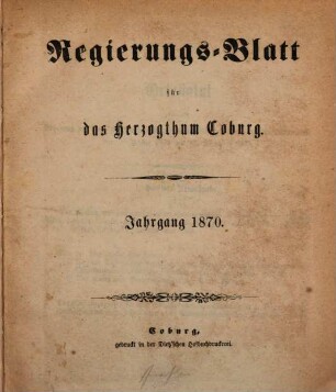 Regierungs-Blatt für das Herzogtum Coburg. 1870, 1870