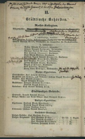 II. Behördenverzeichnis : II. Städtische Behörden