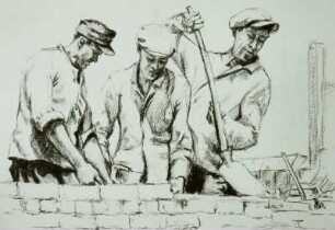 Maurer Brigade der Bau-Union Magdeburg