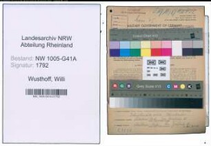 Entnazifizierung Willi Wusthoff , geb. 22.11.1919 (Polizist)
