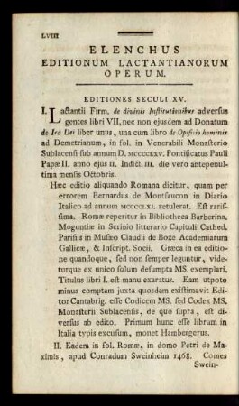 Elenchus Editionum Lactantianorum Operum