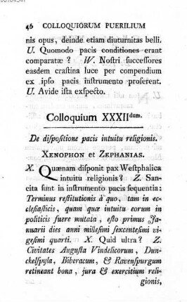 Colloquium XXXII dum. De dispositione pacis intuitu religionis