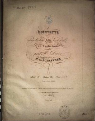 Quintette : pour 2 violons, alto, violoncelle et contrebasse ; oeuv. 36
