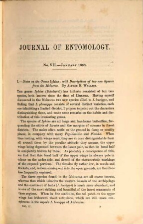 The Journal of entomology, descriptive and geographical. 2. 1863/66