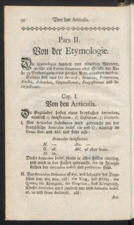 Pars II. Von der Etymologie