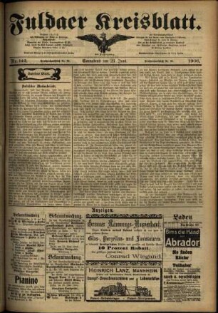 Zweite Ausgabe vom Samstag, den 23. Juni 1906.