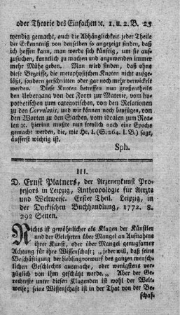Anthropologie für Aerzte und Weltweise. T.1.