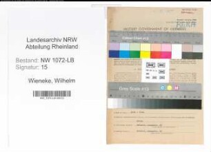 Entnazifizierung Wilhelm Wieneke , geb. 25.05.1890 (Baeckermeister)