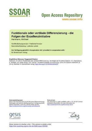 Funktionale oder vertikale Differenzierung - die Folgen der Exzellenzinitiative
