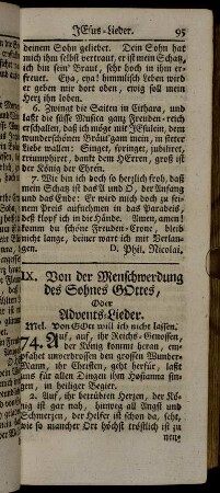 IX. Von der Menschwerdung des Sohnes Gottes, Oder Advents-Lieder.