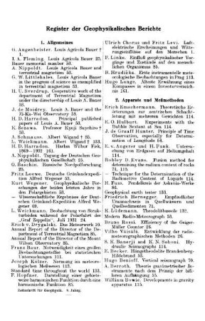 Register der Geophysikalischen Berichte