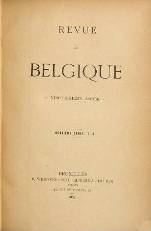 Revue de Belgique. 10 = A. 26. 1894