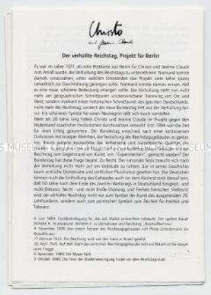 Werbeprospekt zur Reichstagsverhüllung in deutscher und englischer Sprache