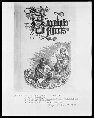 Große Passion, Apokalypse und Marienleben — Apokalypse — Madonna auf einer Mondsichel und Evangelist Johannes
