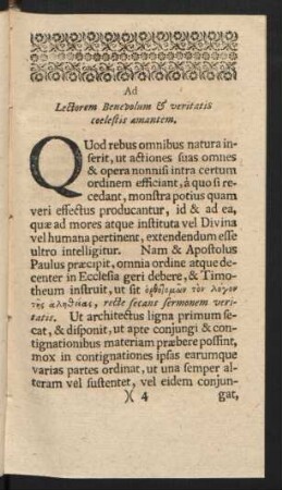 Ad Lectorem Benevolum & veritatis coelestis amantem.