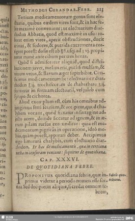 Cap. XXXVI. De Quotidiana Febre