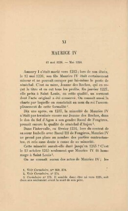 XI. Maurice IV 12 mai 1226. - 1250.
