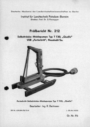 Selbsttränke-Weidepumpe, Typ T 730 „Quelle"