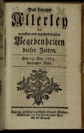 Den 13. Dec. 1763. Funfzigstes Stück.
