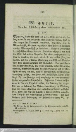 IV. Theil. von der Schließung einer anderweiten Ehe