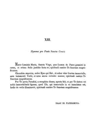 XIII. Hymnus pro Festo Sanctæ Crucis.