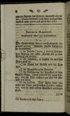 Zweytes Kapittel. Verschiedene Arten der Wechselfieber.