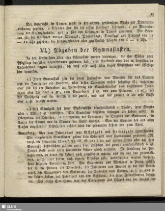 VI. Abgaben der Gymnasiasten