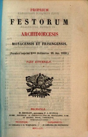 Proprium festorum archidioecesis Monacensis et Frinsingensis
