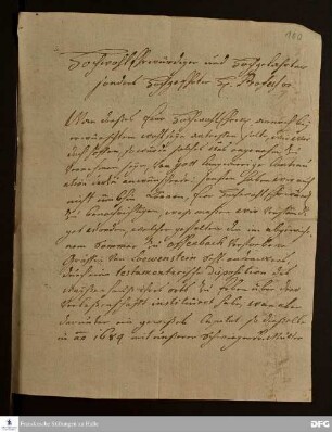 Brief von Rudolf Ferdinand zur Lippe-Biesterfeld an [August Hermann Francke].