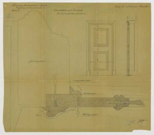 Thiersch, Friedrich von; München; Justizpalast - Türen in der Zentralhalle (Ansicht, Schnitte)