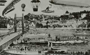 Tourismus-Vision in Wehlen : Tourismus-Vision in Wehlen, Fotomontage, um 1920