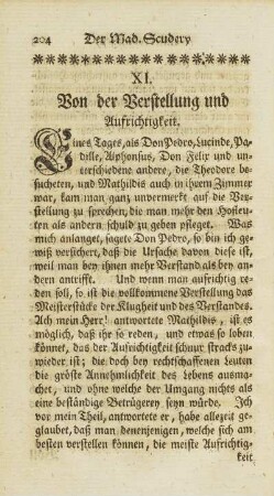 XI. Von der Verstellung und Aufrichtigkeit.