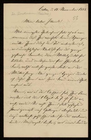 56: Brief von Johannes Struckmann an Gottlieb Planck, Köln, 18.11.1888