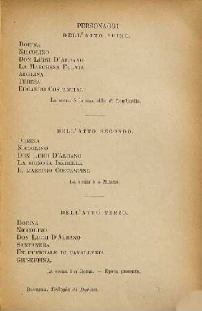 La Trilogia di Dorina, commedia in tre atti : Illustrata da A. Minardi