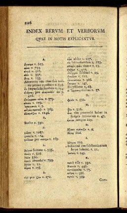 Index Rerum Et Verborum Quae In Notis Explicantur.