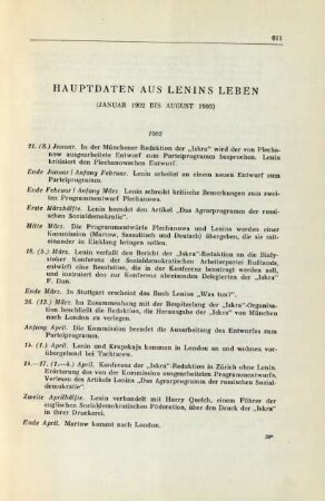 Hauptdaten Aus Lenins Leben (Januar 1902 Bis August 1903)