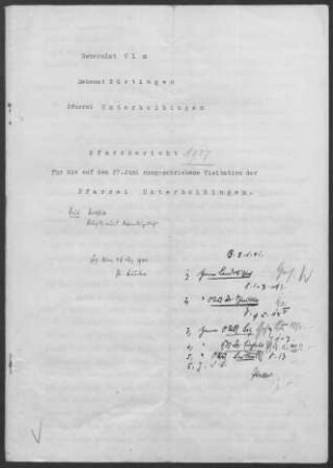Unterboihingen: Pfarrbericht 1937