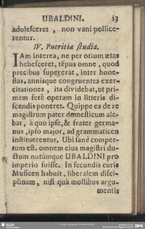 IV. Pueritiae studia