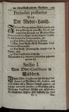Sectio I. Vom Ober-Consistorio in Lübben.