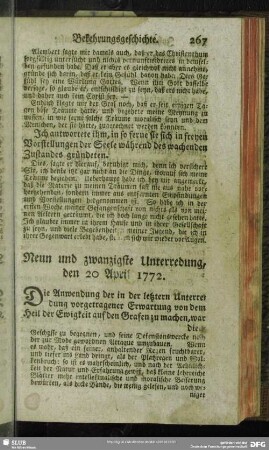 Neun und zwanzigste Unterredung, den 20 April 1772