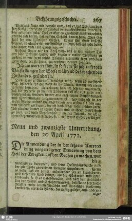 Neun und zwanzigste Unterredung, den 20 April 1772
