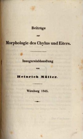 Beiträge zur Morphologie des Chylus und Eiters