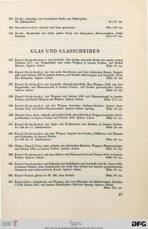 Glas und Glasscheiben (Nr. 335-403)