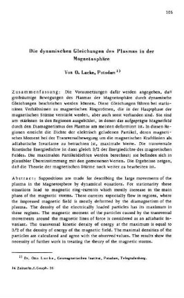 Die dynamischen Gleichungen des Plasmas in der Magnetosphäre