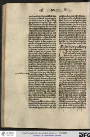 De simbolo apostolorum et divisione eius, pars secunda.