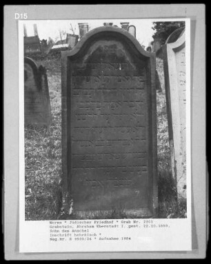 Grabstein des Abraham Eberstadt 1., Sohn des Anschel (gestorben 1859.10.22)