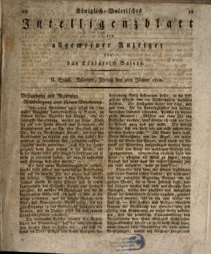 Königlich-baierisches Intelligenzblatt : ein allgemeiner Anzeiger für das Königreich Baiern. 1810